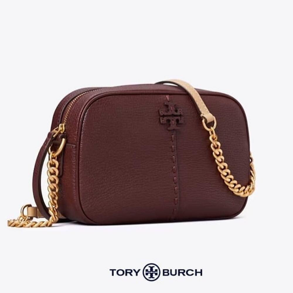 Tory Burch MCGRAW CAMERA BAG Muscadine/Gold